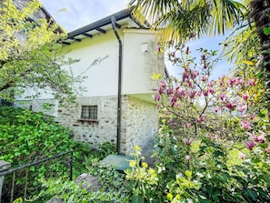 Strauch, Haus, Hütte, Garten, Auffahrt, Garten, Landscaping, Walkway, Steinwand, Hinterhof