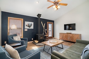 Spread out in the modern living room.