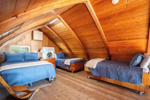 Perfect for families or small groups—sleep under the eaves in our open-air loft.