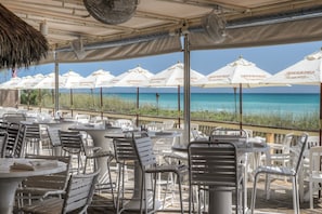 Shuckers beach front restaurant and bar on site.