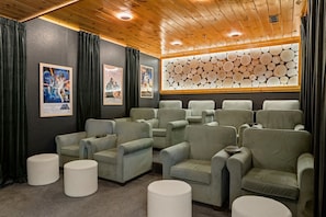 Sit back and enjoy a movie in our unforgettable theatre complete with Polk Audio and 100" LED TV.