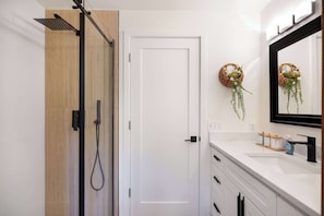 Here is the fully remodeled full bathroom with shower