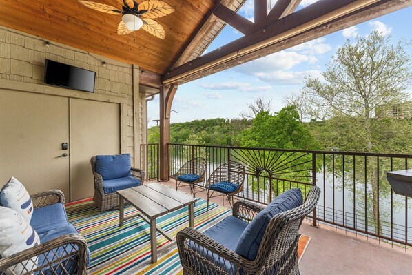 Lounge the day away with gorgeous water views on the balcony