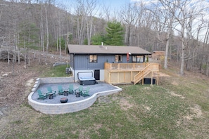 Aerial view of the property from the backyard.