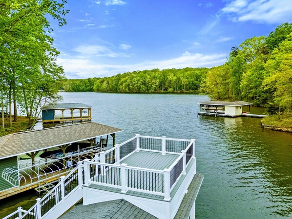 Above It All – From the upper deck, the world quiets down and the lake stretches endlessly.