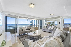 Experience luxury living while lounging around this elegant living room