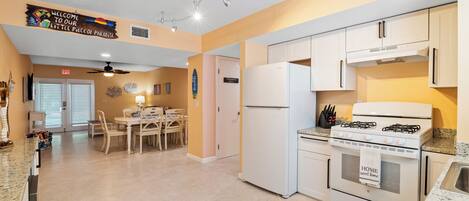 Full kitchen and living areas
