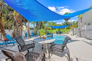 Pool and patio from the North West end.
