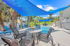 Pool and patio from the North West end.