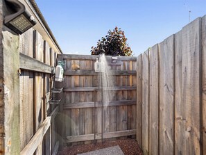 Our outdoor shower is perfect for refreshment or a unique start to your day.