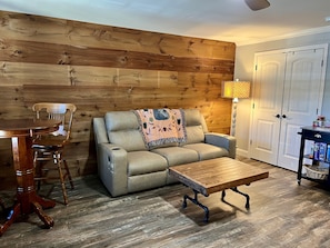 Reclining sofa and large closet