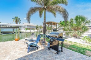 Pool seating and propane grill area