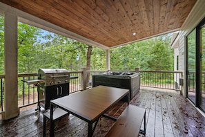 Hot tub, cool breeze, and good companyโpure bliss.