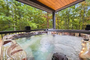 Relax and indulge in the hot tub, perfect for a fall/winter vacation!