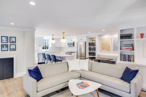 Living room and kitchen.