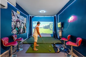 Coming June 2025: Tee off anytime with our commercial-grade golf simulator!