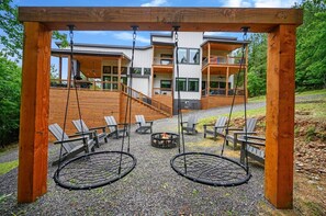 Plenty of seating by the fire pit