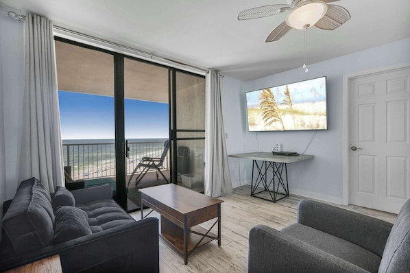 Living area with beach view