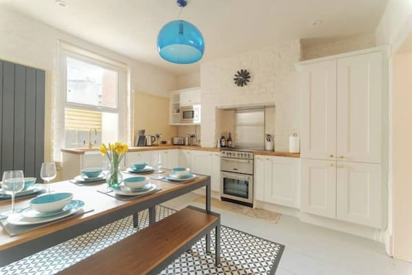 Light filled kitchen and dining
