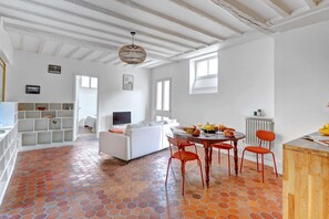 The open-plan living, kitchen and dining area