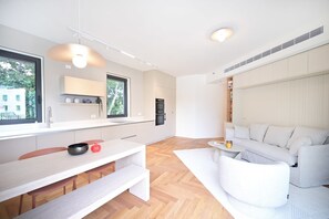 Living room and kitchen