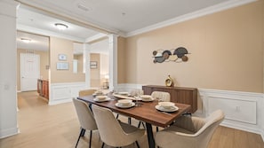 Stylish dining area with seating for 6