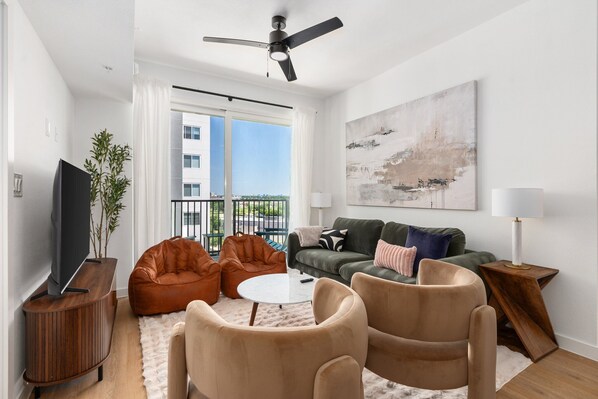 Make yourself at home in this comfortable living area with a smart TV.