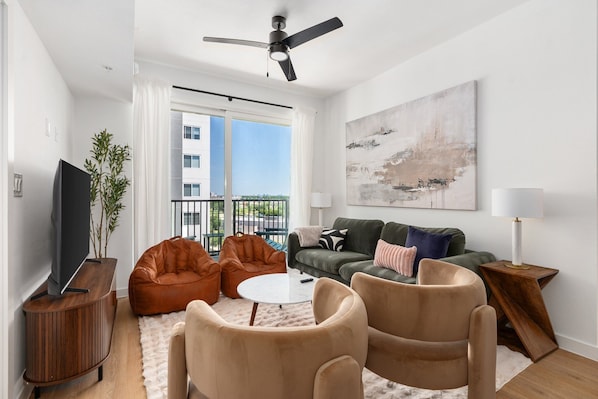 Make yourself at home in this comfortable living area with a smart TV.