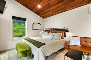 The master bedroom is fitted with a queen size bed