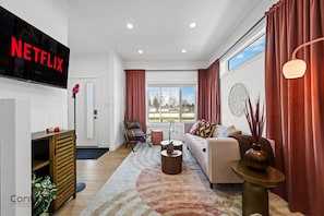 Stream your favorites! Our stylish retreat features a Smart TV, using your own access.