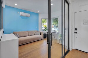 Bedroom 5, blackout curtains/shades covers all glass to make it 100% private
