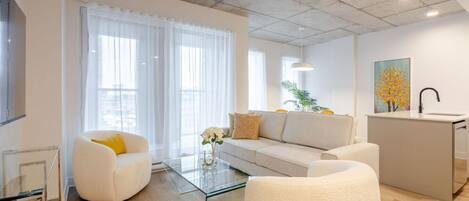 Bright and airy living space with modern charm