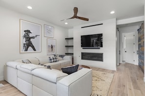 Main level living space, 1 flight of stairs up to this level