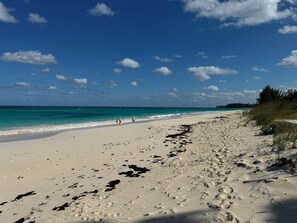 Our beach facing south.  A five minute walk down the beach takes you to La Bougainvillea boutique resort with its excellent restaurant and bar.