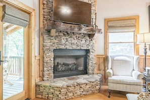Get cozy by the indoor fireplace.
