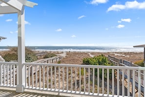 Incredible view of the ocean with walkways to the beach on both sides.