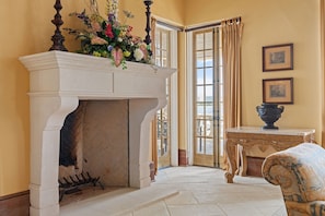 Formal living room with fireplace