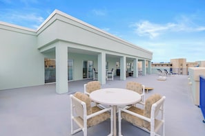 Outdoor seating on the large balcony
