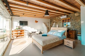 Luxurious  master bedroom space with cozy bed and bright interiors