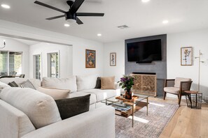 Living area with fireplace