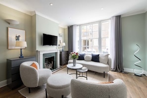 Contemporary style in the open plan living area.