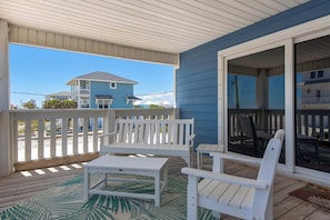 Covered balcony seating