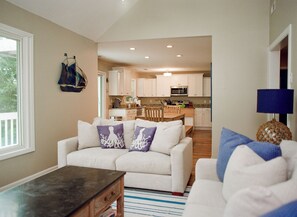 The living room has very comfortable sofas.