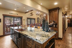 Sink, Indoors, Chandelier, Lamp, Kitchen