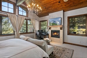 Indoors, Chandelier, Lamp, Home Decor, Fireplace