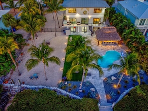 Aerial view of the spacious backyard