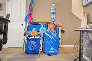 Indulge in the beach equipment provided