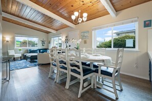 Table comfortably seats 8. We have 2 additional chairs (10 total)
