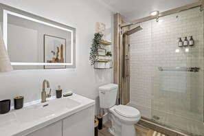The bathroom is a private sanctuary, with a layout and features that make it the perfect place to rejuvenate.