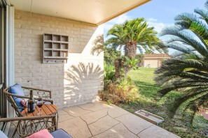 Landscaping makes patio semi-private